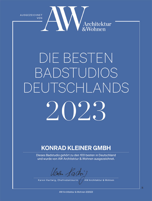 KLEINER wurde zu einem der 100 besten Badstudios Deutschlands gewählt